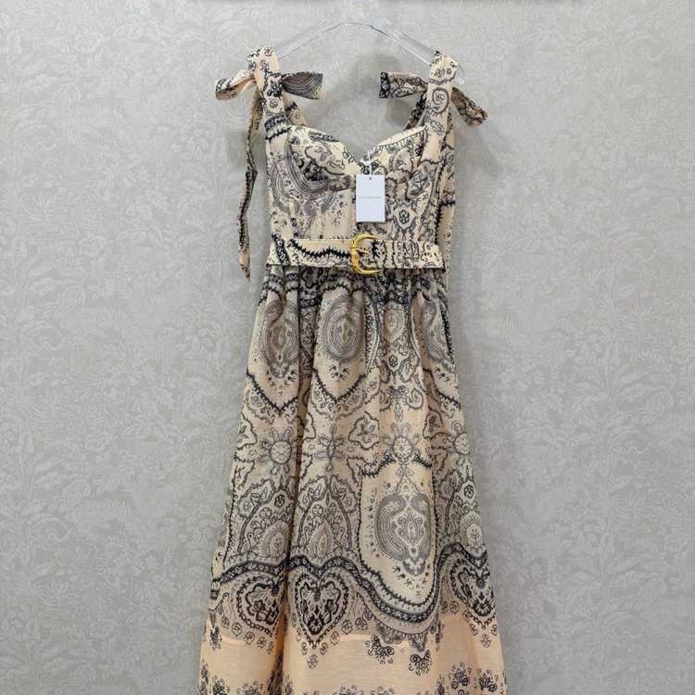 Zimmermann Paisley Tie Shoulder Midi Dress Boho Sundress